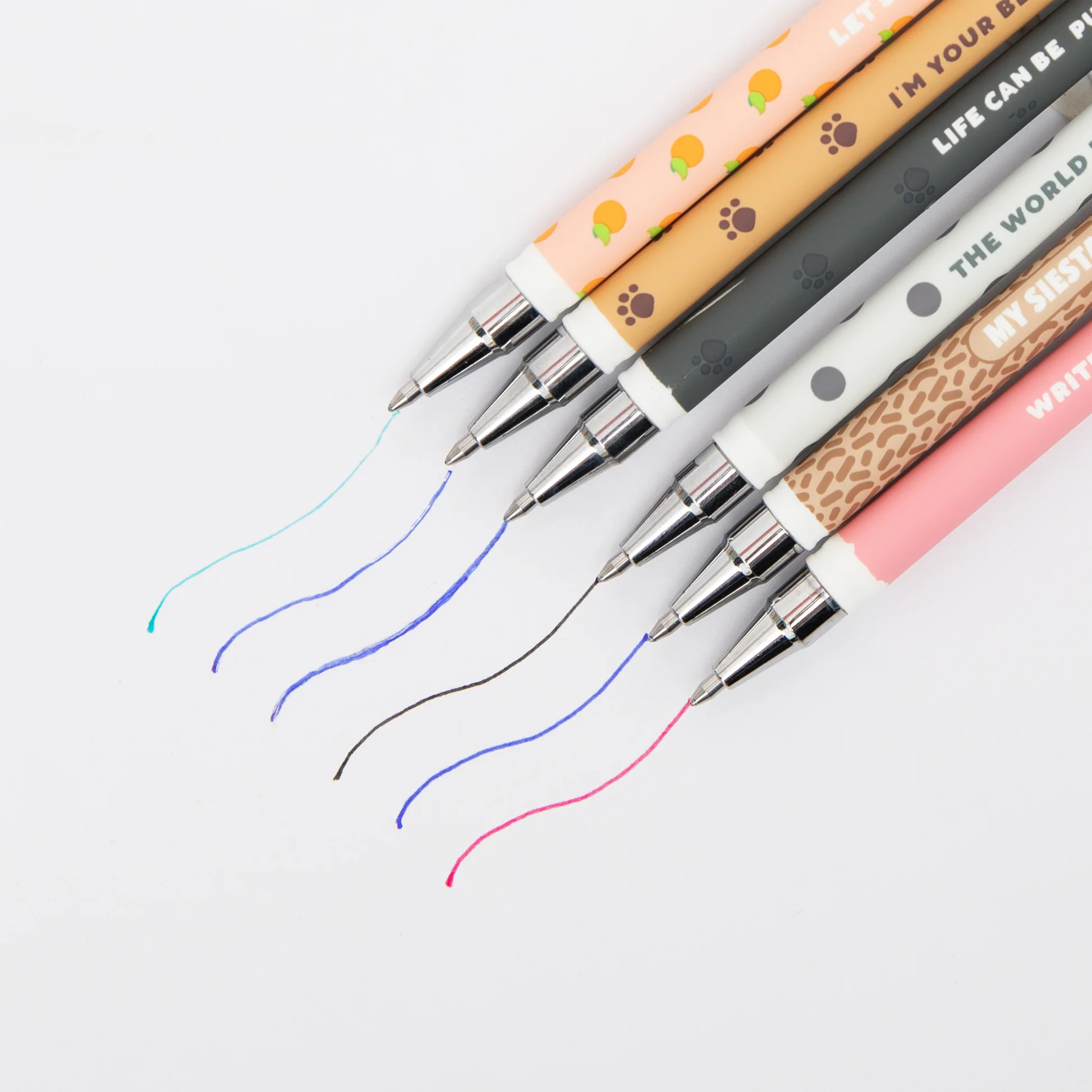 Set 6 penne cancellabili Bo-Bo+astuccio in silicone Capibara