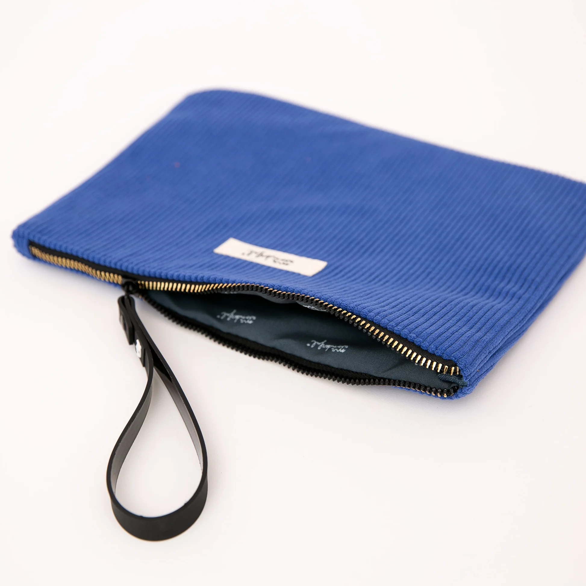 Astuccio portatutto in coste vellutato - Blu