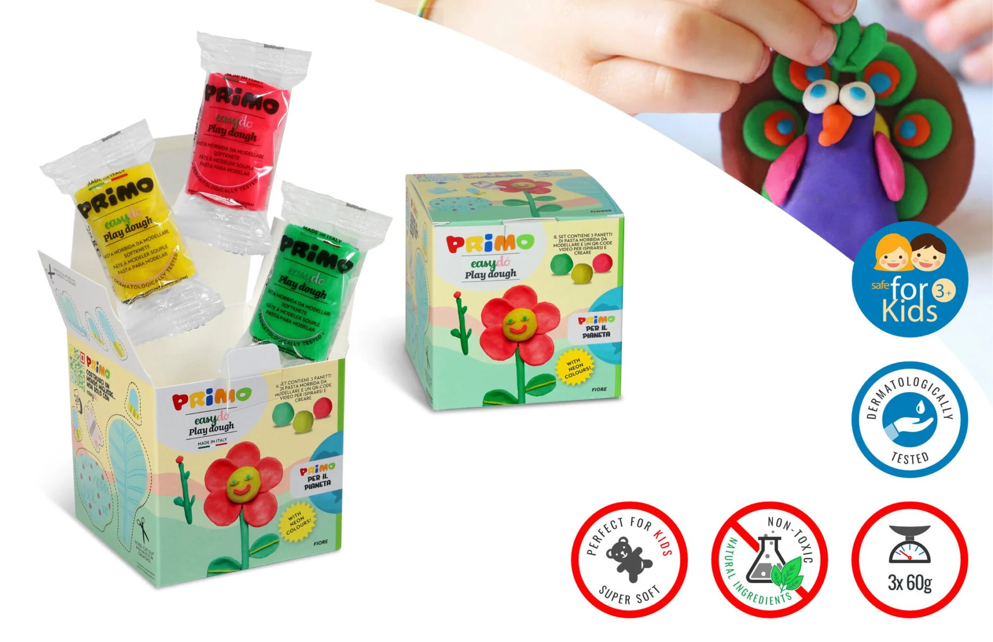 Pasta da Modellare Primo Easydo Cubidò 3 Colori - Fiore