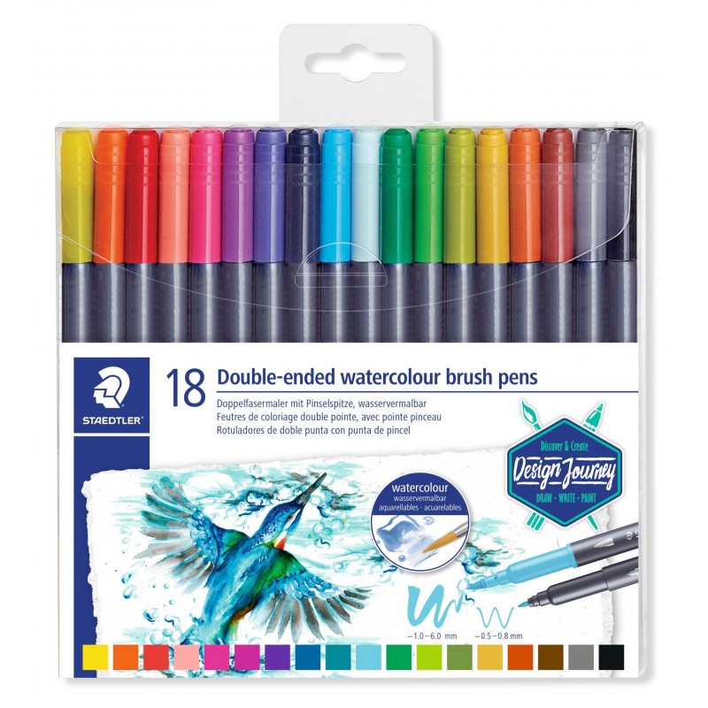 Staedtler - Pennarello Acquerello 2 Punte - 18 Col.Assortiti