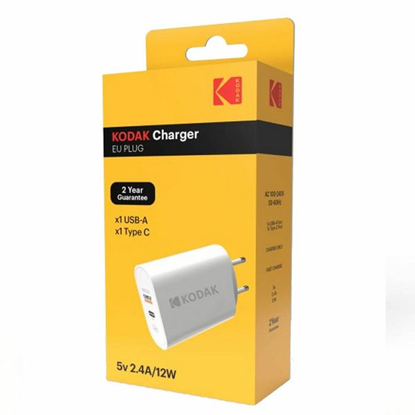 KODAK CHARGER EU PLUG X1 USB-A X1 TYPE C 5V 2.4A/12W