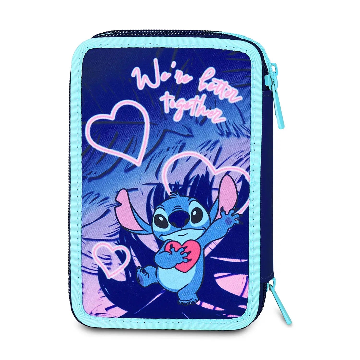Seven - Astuccio 3 Zip - Lilo & Stitch Cute And Fluffy