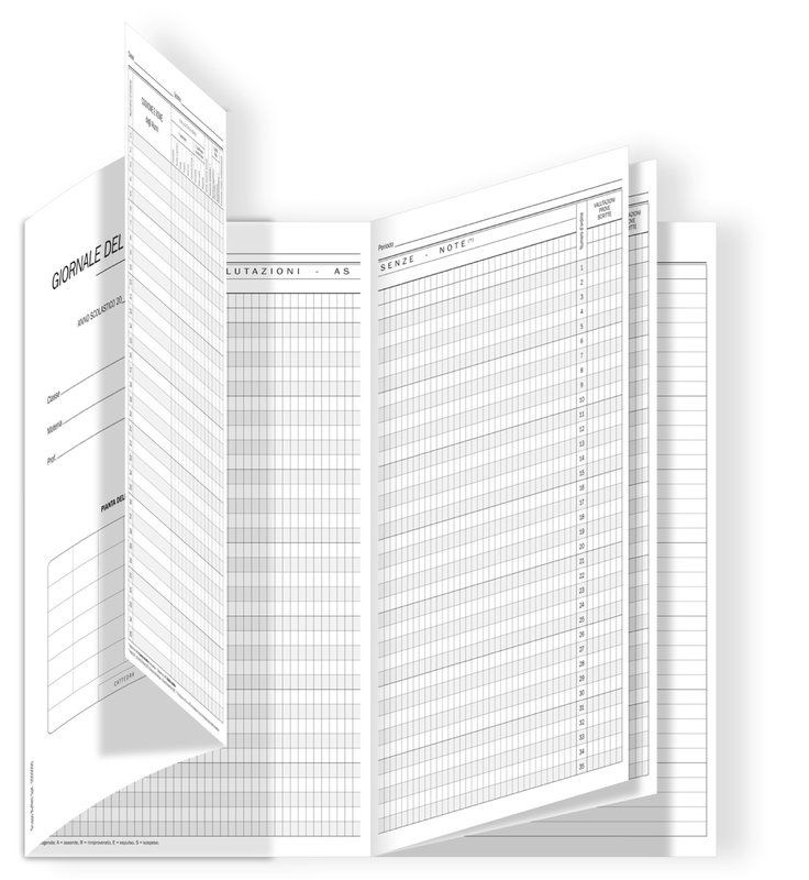 REGISTRO DEL PROFESSORE A 3 CLASSI - 36 PAGINE - 31X17 CM