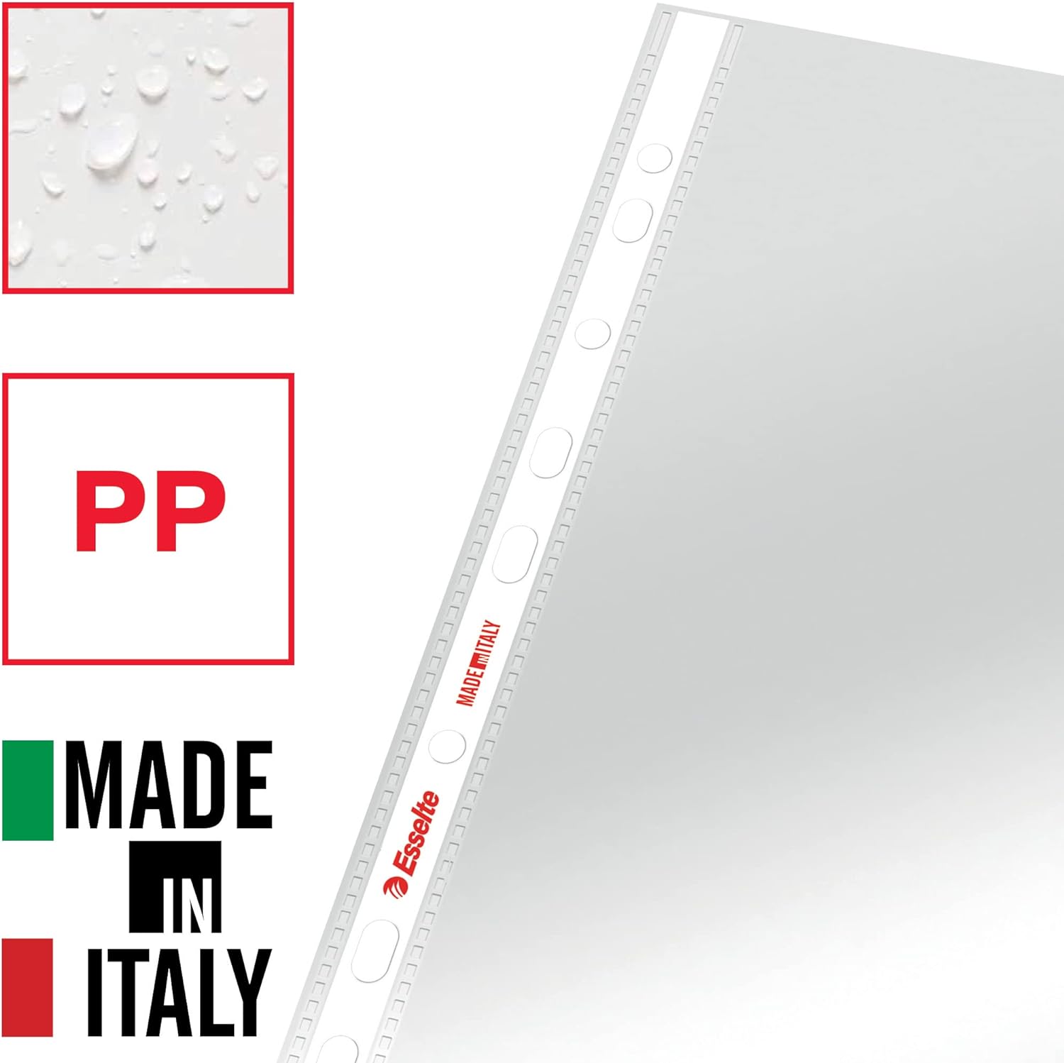 n. 600 Buste Esselte Perforate Deluxe  in PPL Lucido f.to 22