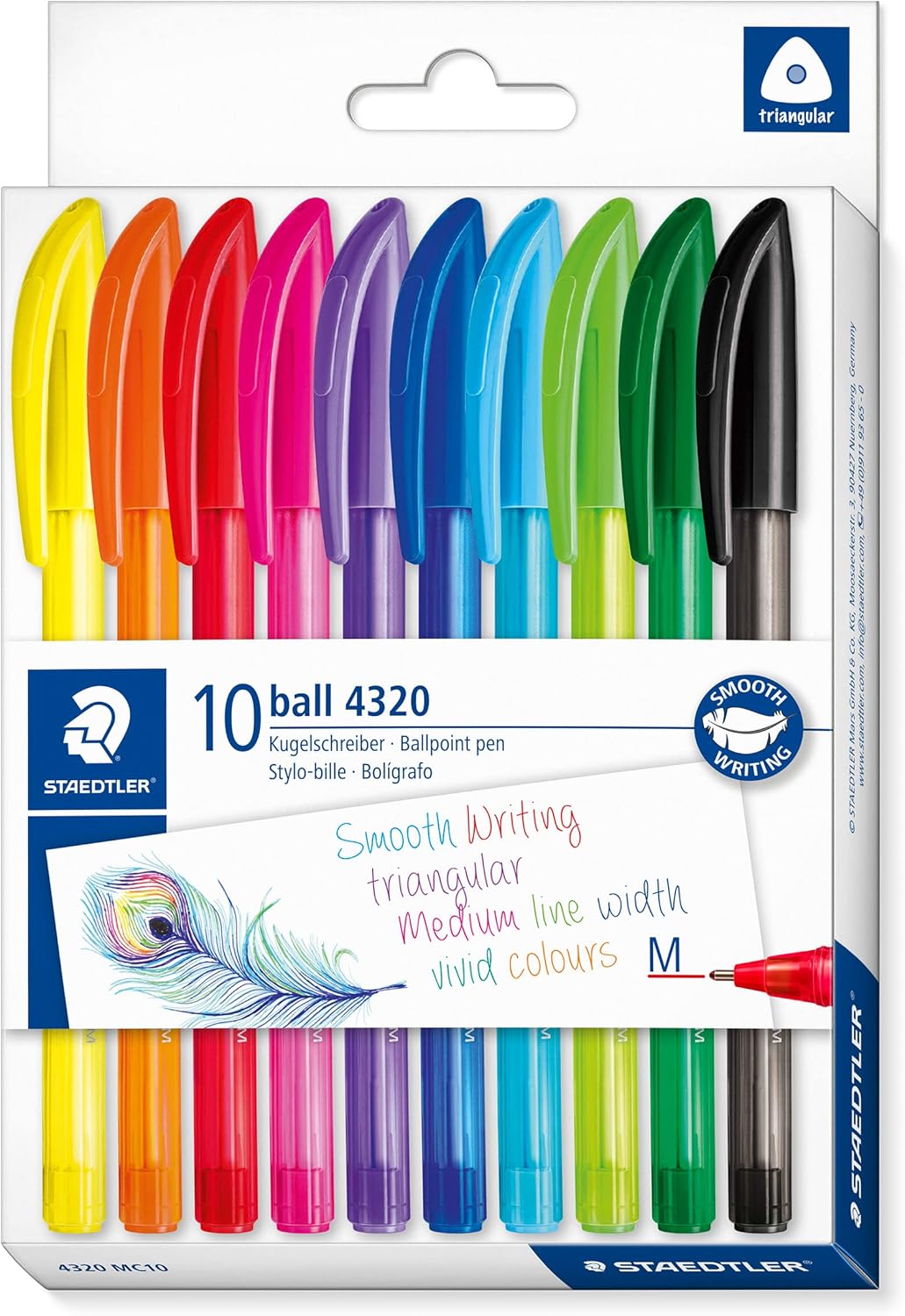 STAEDTLER PENNE A SFERA BALL 10pz Colori Assortiti Tratto M