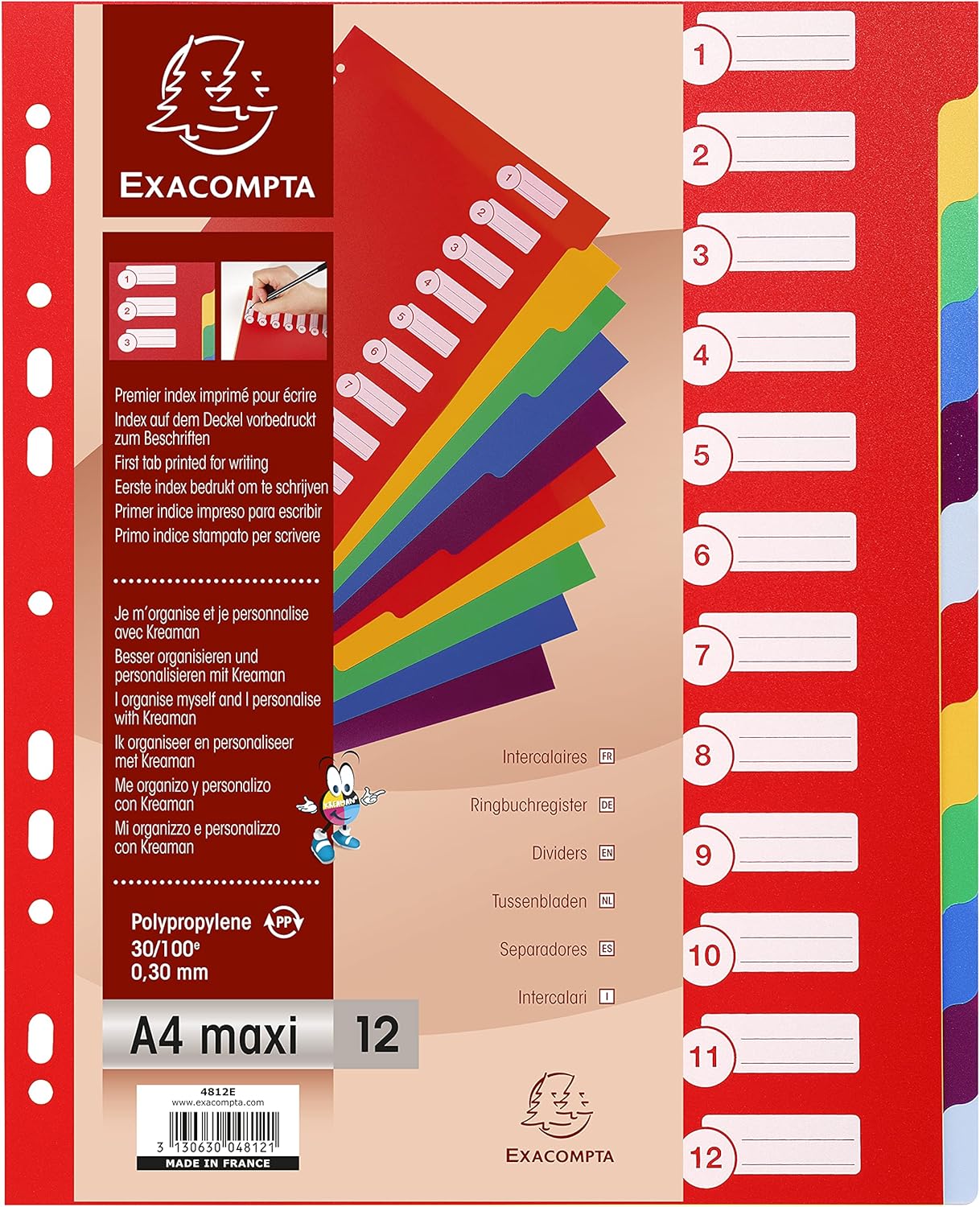 DIVISORI NEUTRI 12 TASTI PPL OPACO 300 MICRON A4 COLORI ASS