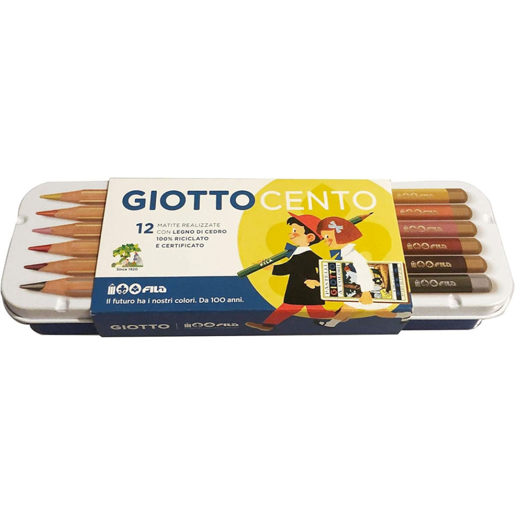 Confezione in latta giotto cento pastelli in legno