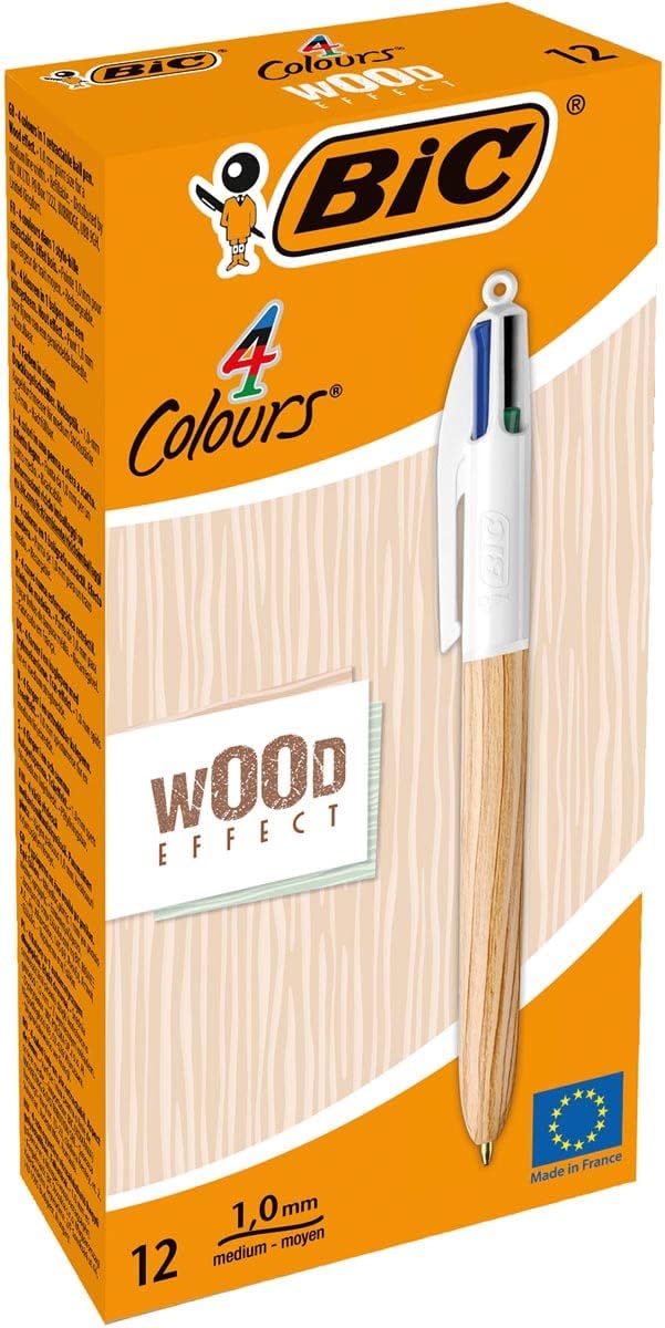 Penna sfera a scatto 4 colori Wood 1.0 mm