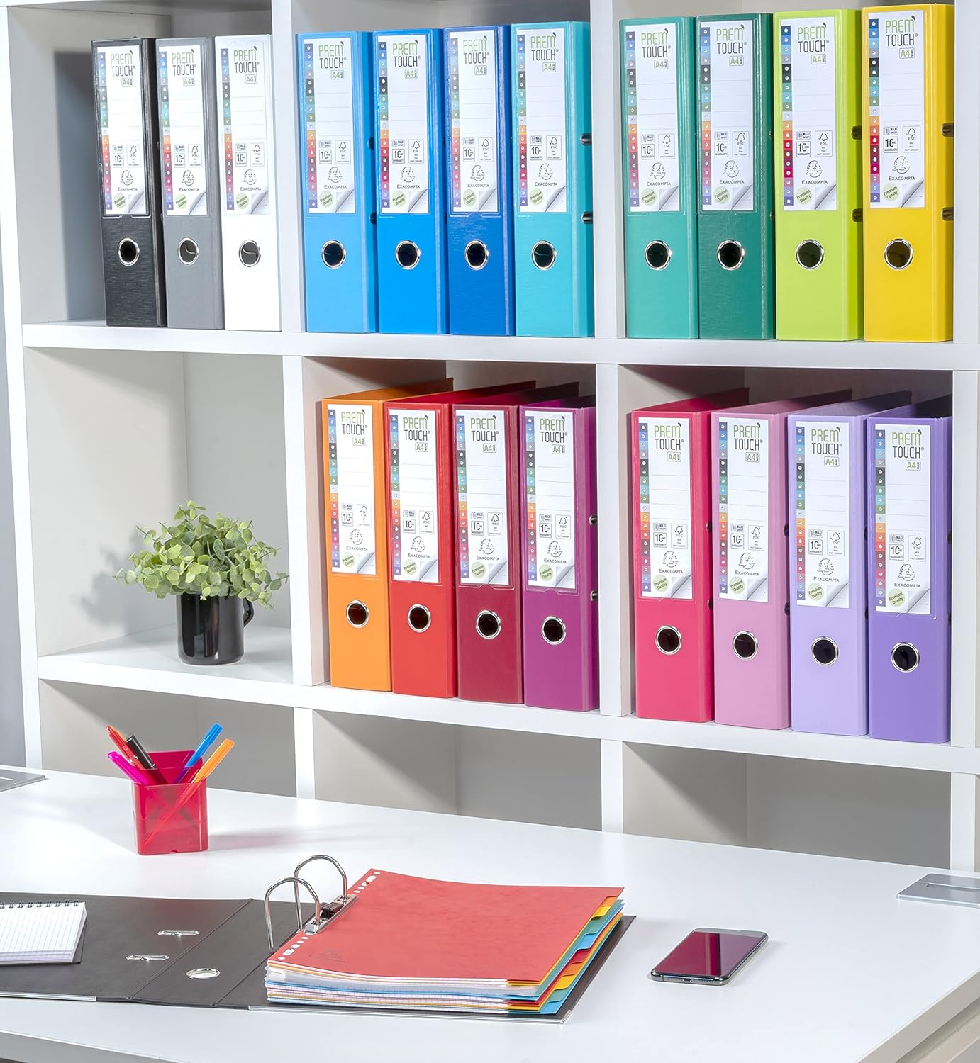 REGISTRATORE A LEVA PREM'TOUCH D.80MM - A4 - VERDE CHIARO