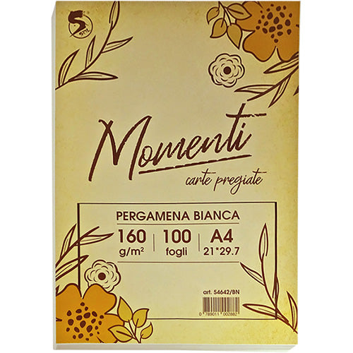 CARTA SPIL MOMENTI PERGAMENATA AVORIO A4 160 GR 100 FF