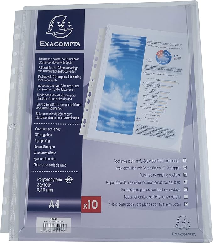 BISTER DA10 BUSTE FORATE A SOFFIETTO EXACOMPTA SENZA PATELLA