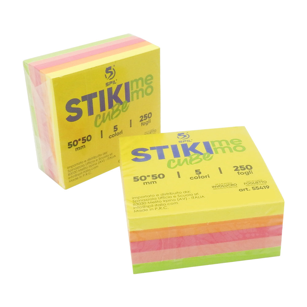 CUBOTTO ADESIVO SPIL STIKI MEMO 50 x 50 mm 5 COLORI 250 FF