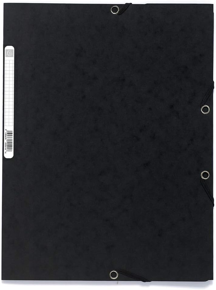 CARTELLA 3 LEMBI CON ELASTICI CARTONCINO LUSTRÉ NERO