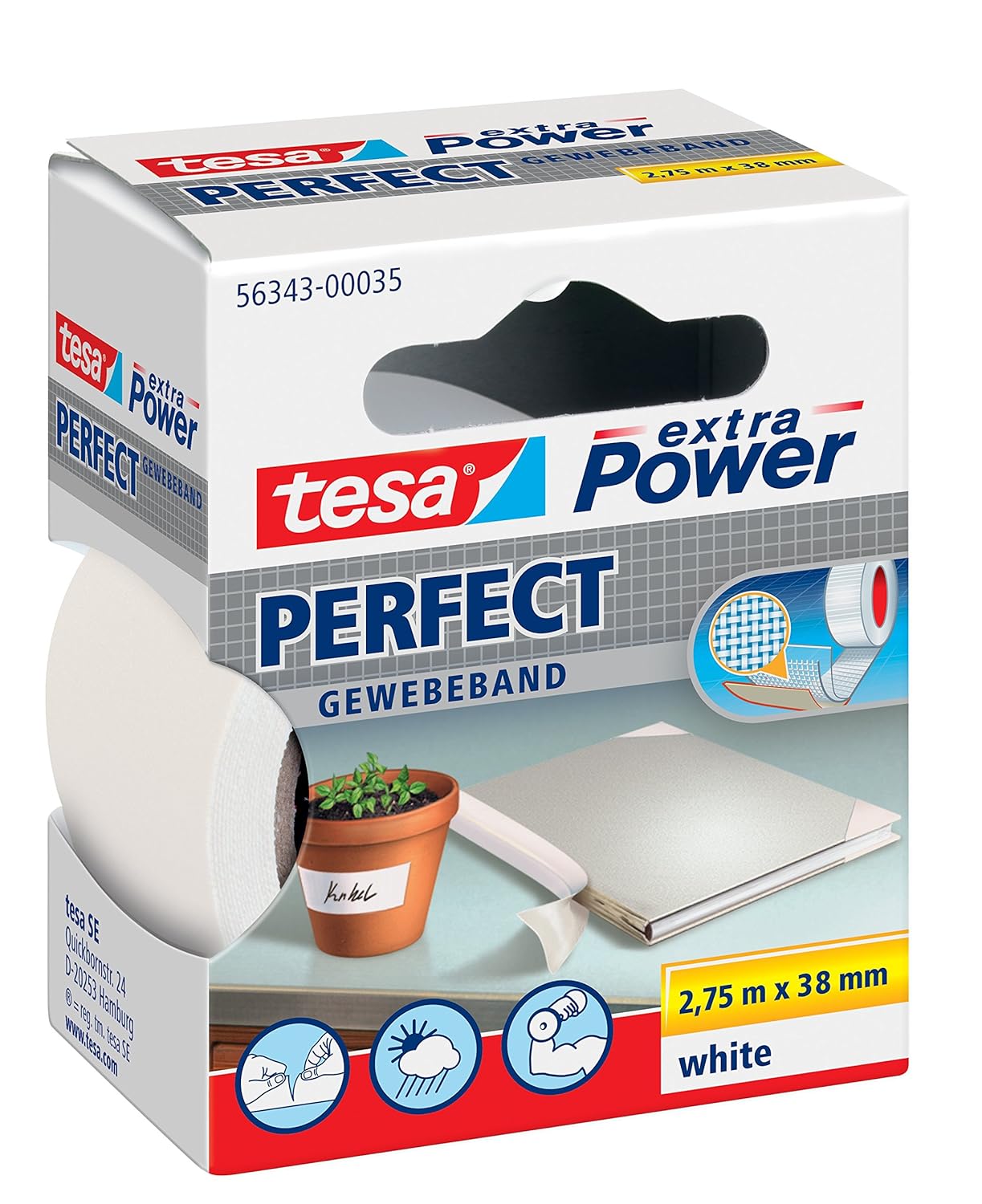 TESA Nastro extra power perfect BIANCO misure 38mm x 2.75m