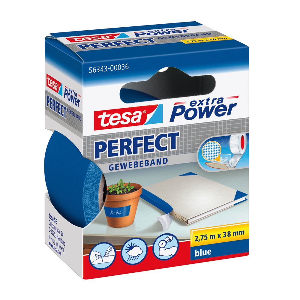 TESA Nastro extra power perfect BLU misure 38mm x 2.75m