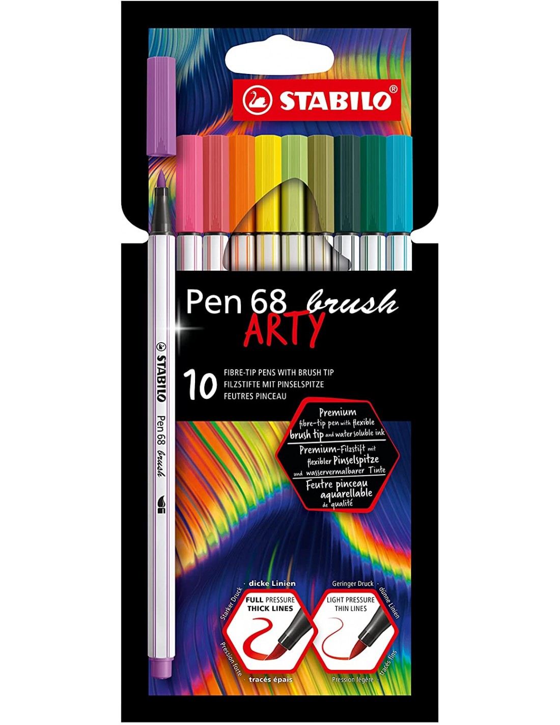 CONF. 10 STABILO PEN 68 BRUSH COLORI ASSORTITI