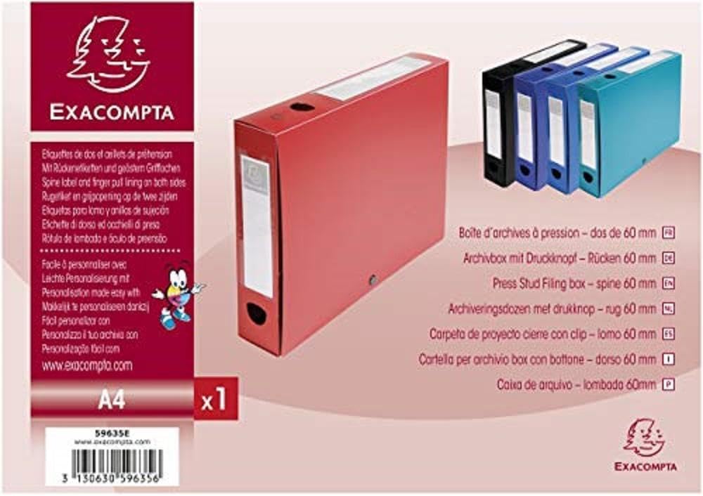 CARTELLINA PER ARCHIVIO BOX CON BOTTONE 60MM ROSSO