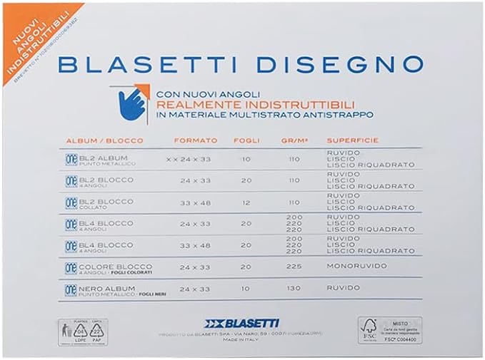BLOCCHI DA DISEGNO LINEA BL4 RUVIDO 20FF 24X33