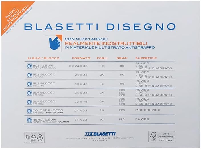 BLOCCHI DA DISEGNO LINEA BL4 LISCIO 20FF 24X33