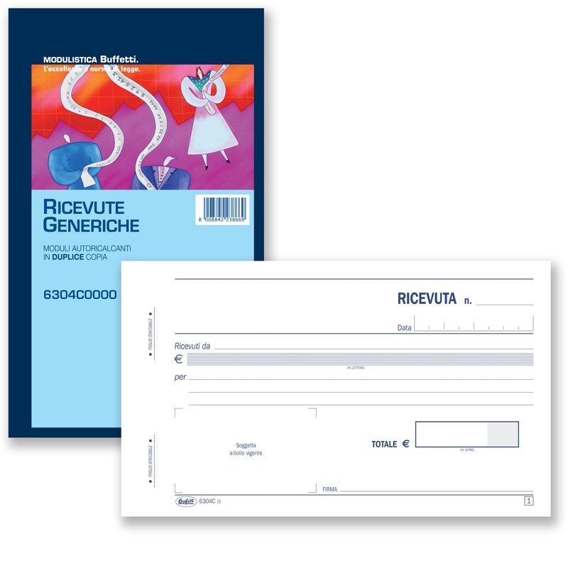 RICEVUTE DI DENARO BLOCCO 50/50 FOGLI AUTORICALCANTI 10X16 8