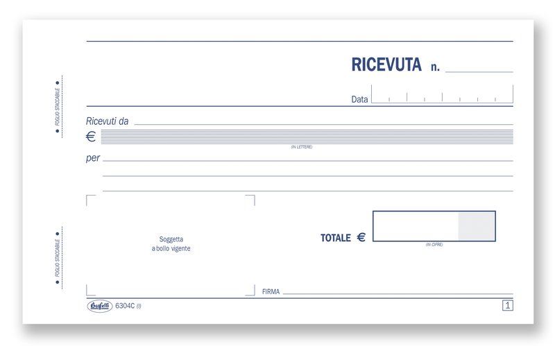 RICEVUTE DI DENARO BLOCCO 50/50 FOGLI AUTORICALCANTI 10X16 8