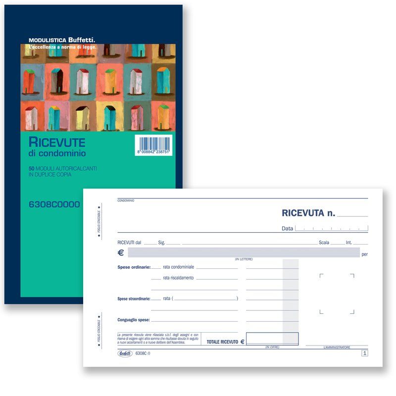 Ricevute di condominio - Blocco 50/50 fogli autoricalcante