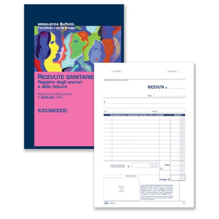 REGISTRO ONORARI RICEVUTE SANITARIE FATTURE 50/50 FF 5 PZ