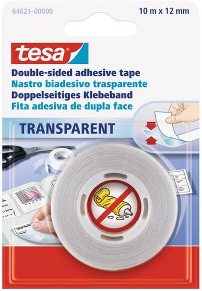 tesa® Nastro Biadesivo Trasparente 10m x 12mm