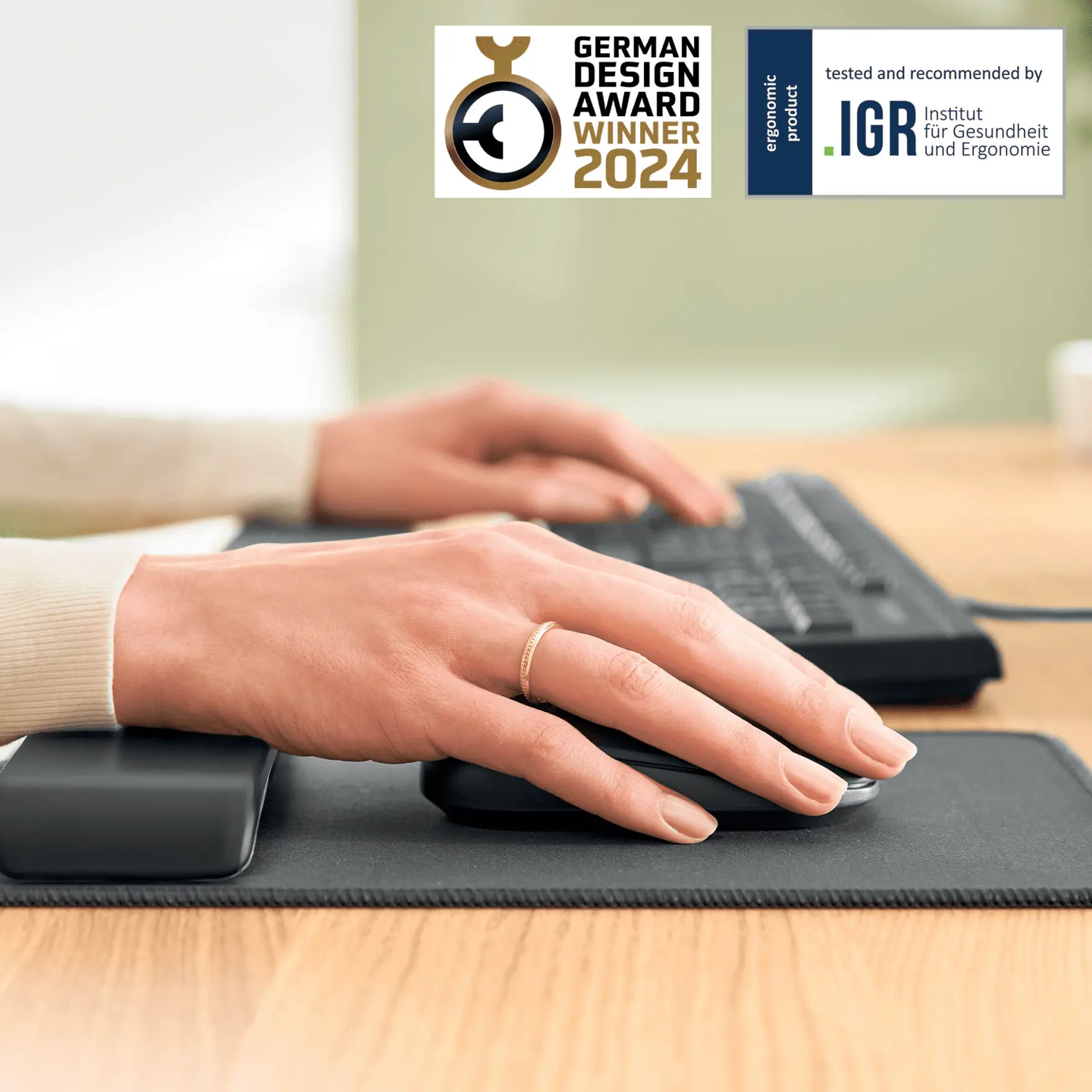 Tappetino per mouse Leitz Ergo con poggiapolsi regolabile