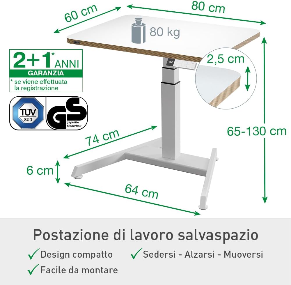 Leitz Ergo Scrivania Ergonomica con Regolazione Elettrica