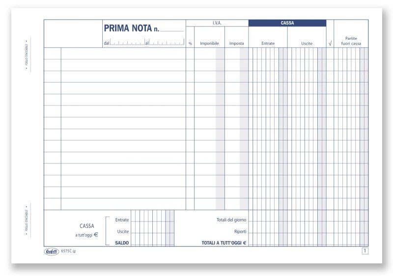 Buffetti - Blocco Prima Nota Cassa/Iva 50X2 - Autoricalcanti