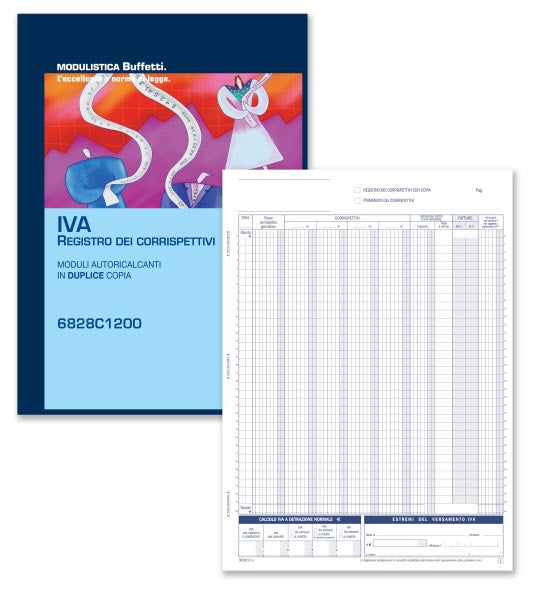 cf. da 5 pz. REGISTRI CORRISPETTIVI - PRIMANOTA DETTAGLIANTI