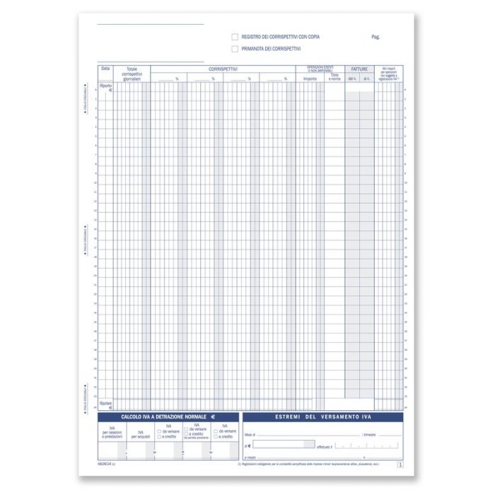 CF 5 PZ. REGISTRI CORRISPETTIVI - PRIMANOTA DETTAGLIANTI