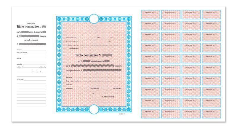 Azioni - Certificati azionari nominativi - Blocco - 20 fogli