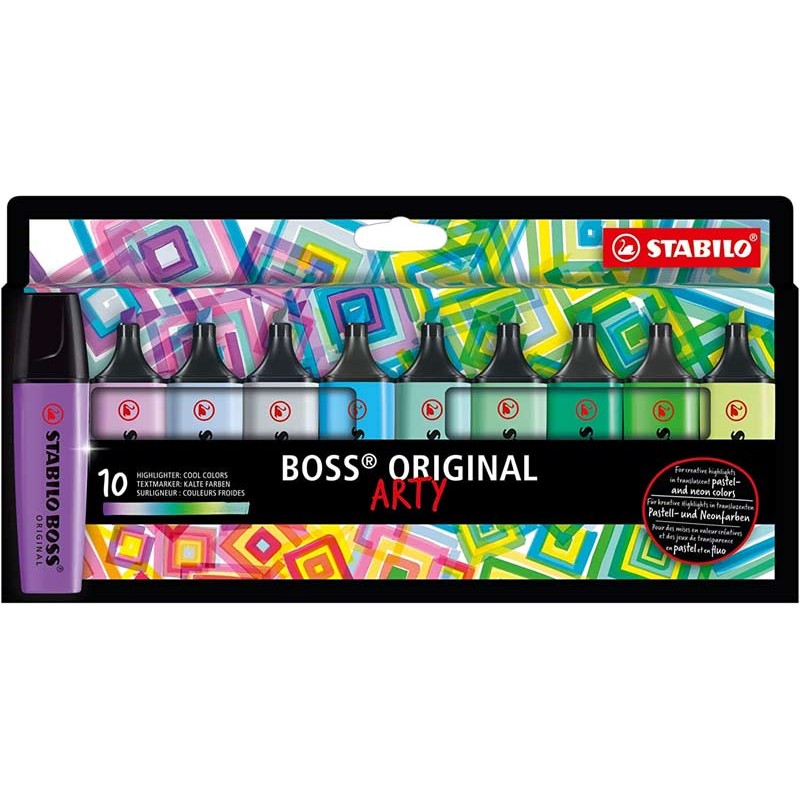 EVIDENZIATORE BOSS COLORI FREDDI ARTY SET 10 COLORI STABILO