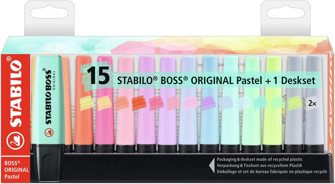 SET 15 PZ Evidenziatore STABILO BOSS ORIGINAL Pastel