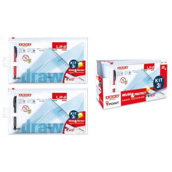 ARDA UNI SQUADRE COPPIA CM.30 + PORTAMINE 0 7MM