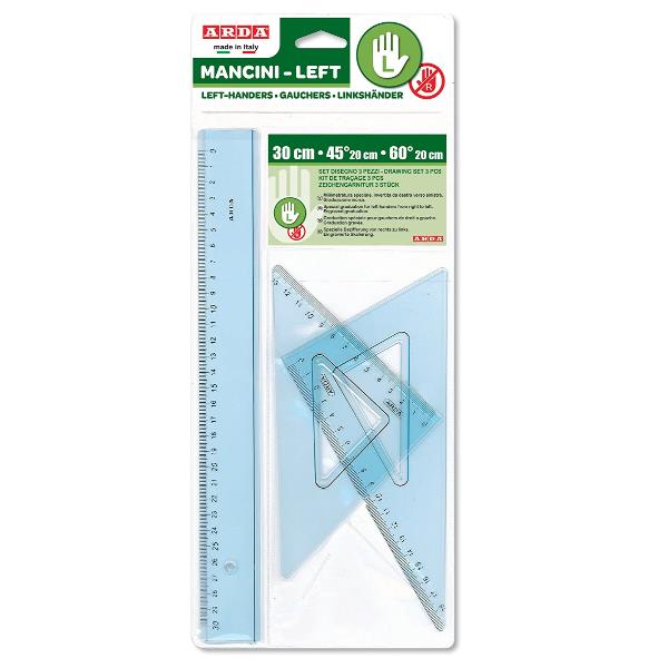 Set Disegno per Mancini Riga 30cm e Squadre da 45 e 60 Arda