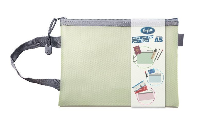 Busta con zip soft touch A5 17 5x23 5 cm verde