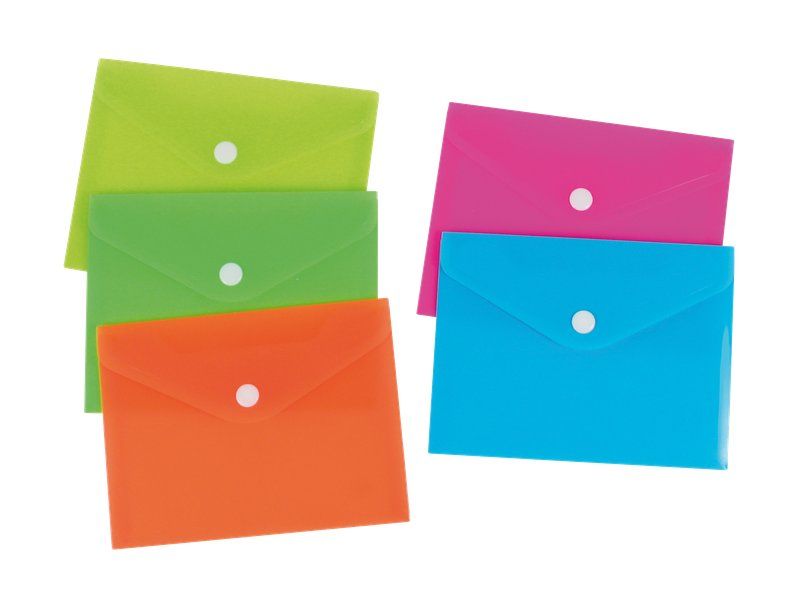 BUSTE CON BOTTONE POLIPROPILENE 10 5X15 CM COLORI ASSORTITI