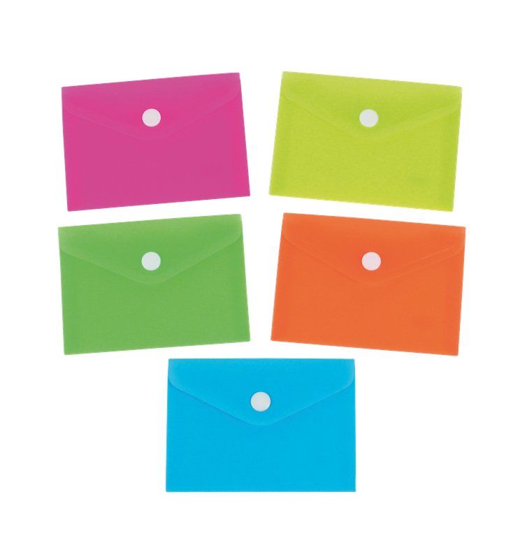 BUSTE CON BOTTONE POLIPROPILENE 7 4X10 4CM COLORI ASSORTITI