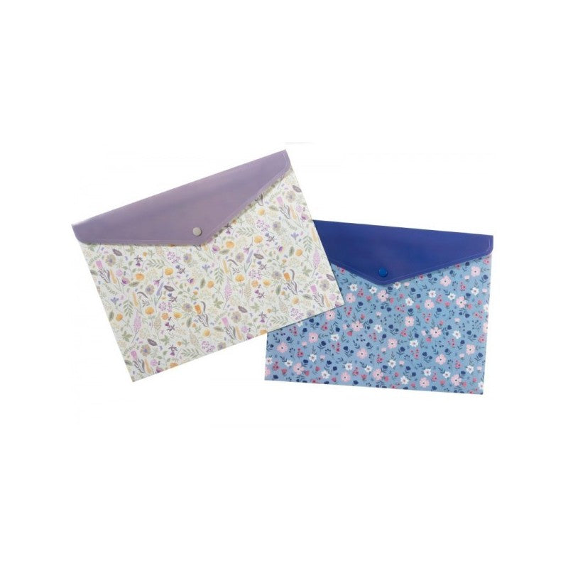 BUSTA CON BOTTONE A4 LIVING FIORI