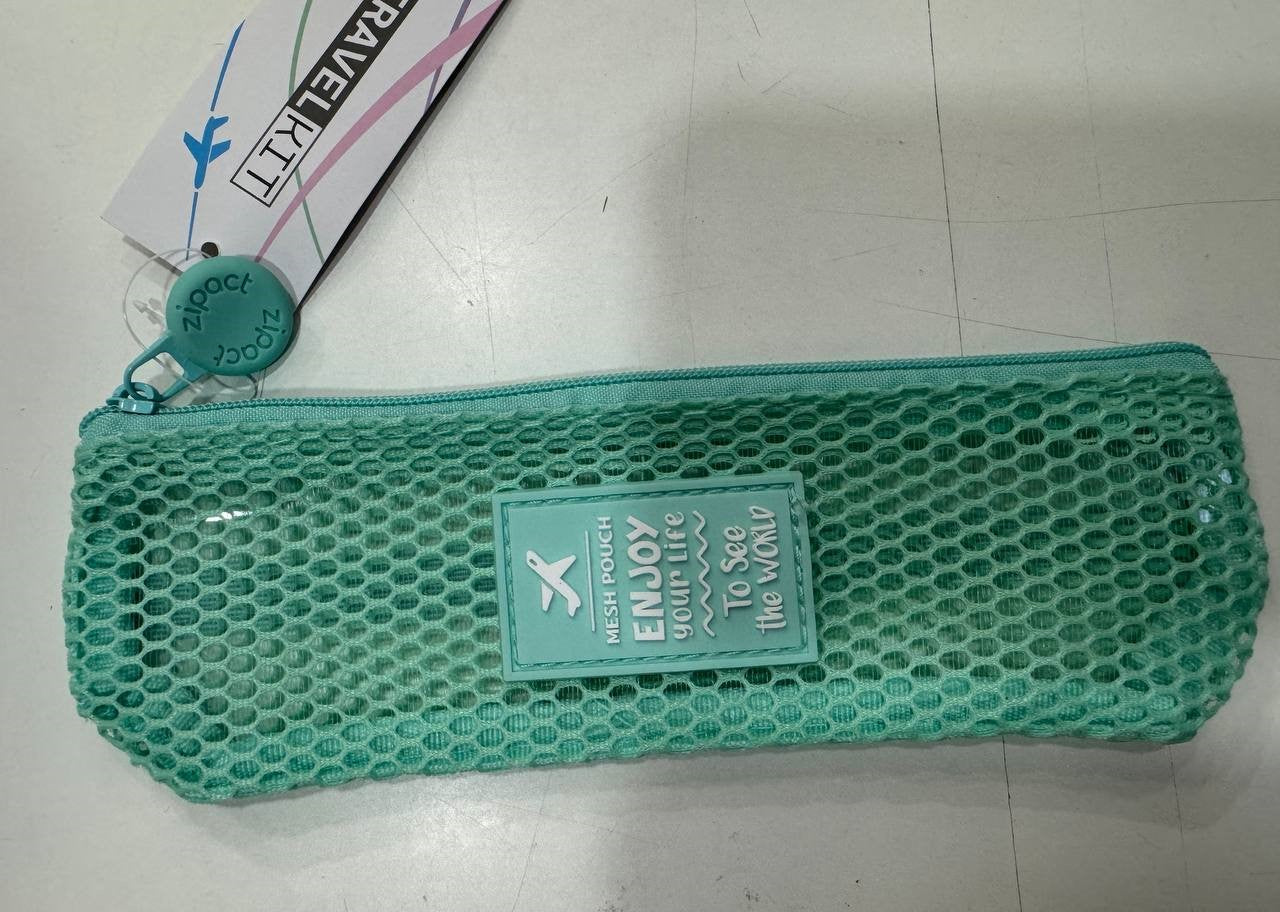 Portapenne con elastico e zip - Pastel Verde