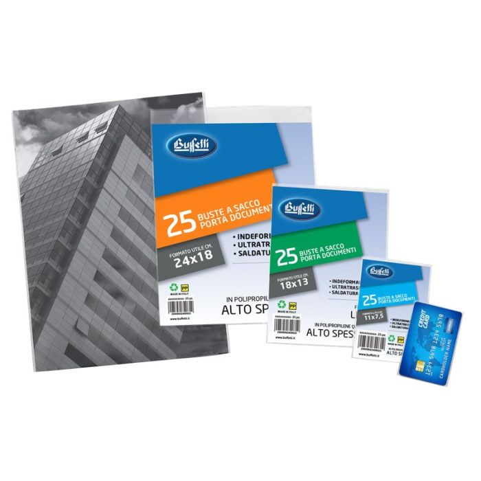 CF. 25 PZ. BUSTE A SACCO IN PPL 8 5X5 4 CM CARTA DI CREDITO