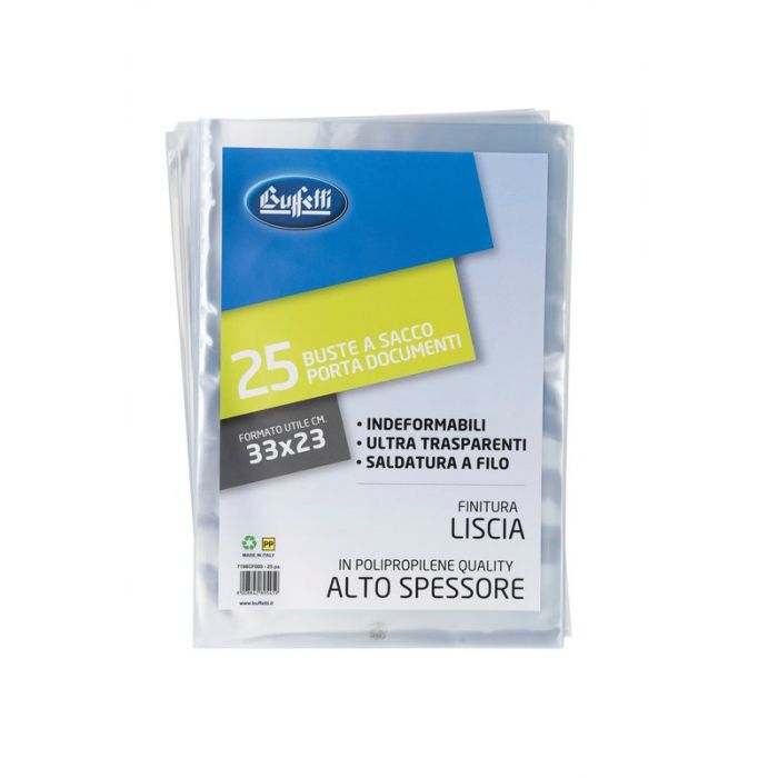 CF. 25 BUSTE A SACCO PPL 33X23 CM - LISCE - ALTO SPESSORE