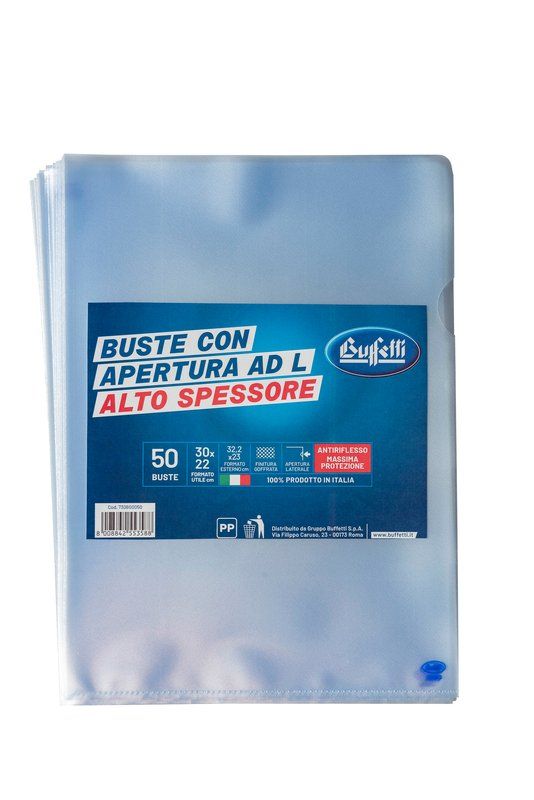 BUSTE A L - POLIPROPILENE GOFFRATO - 30X22 CM -ALTO SPESSORE