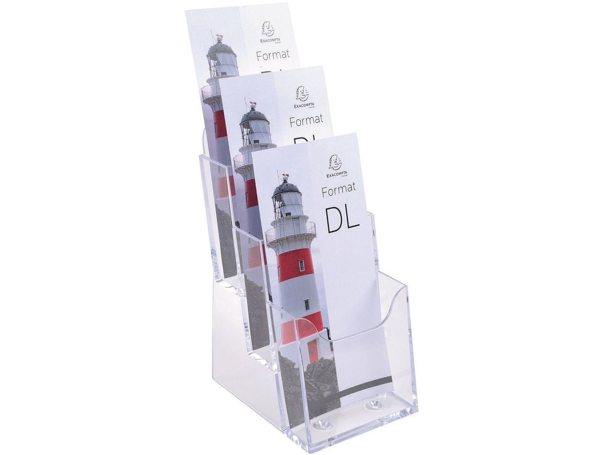 PORTA BROCHURE/CATALOGHI DA BANCO 3 SCOMPARTI DL (10X21CM)