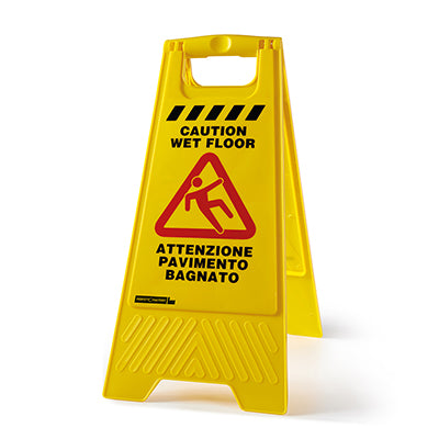 Cartello segnalatore pavimento bagnato in materiale plastico