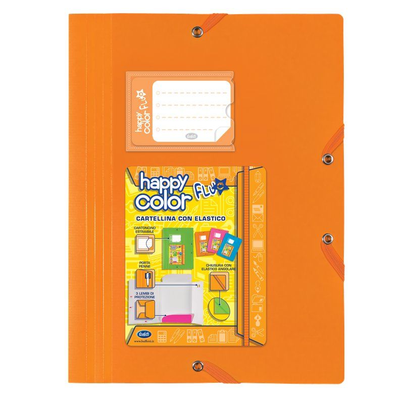 CARTELLINA CON ELASTICO ANGOLARE HAPPY COLOR FLUO