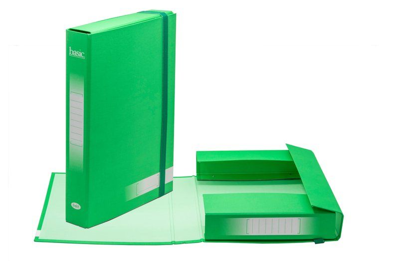 SCATOLA PROGETTI CON ELASTICO BASIC DORSO 5 CM 34X24 VERDE